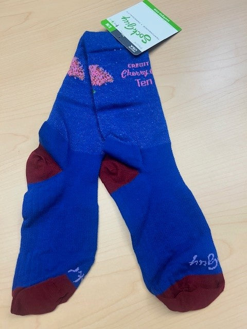 Credit Union Cherry Blossom Blue Socks